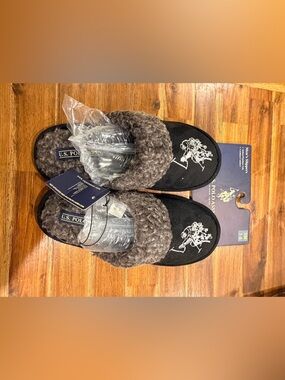 U.S. Polo Assn. Black Indoor Slide Slippers
